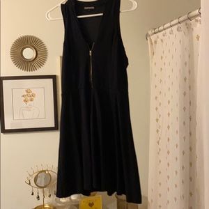 Simple zip up black mini dress
